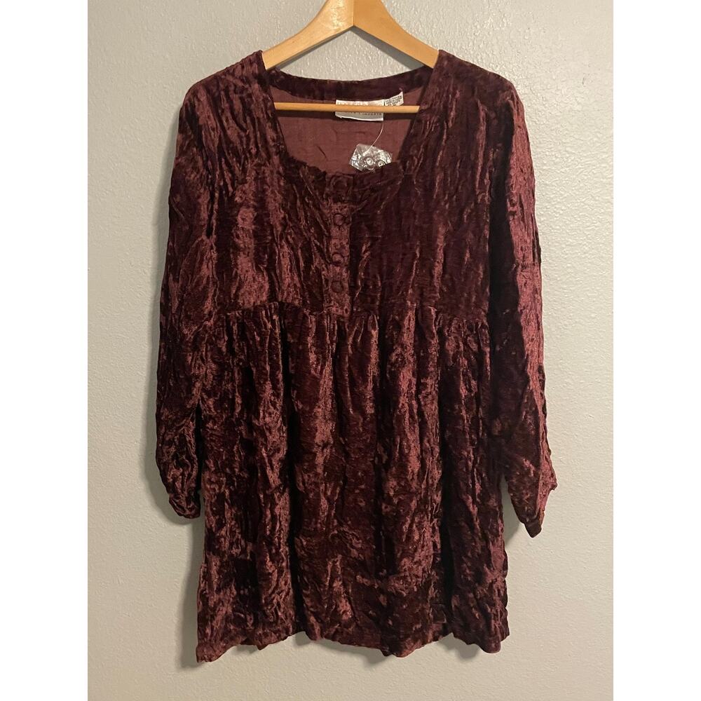Vintage Passports Dress Womens Medium Red Velvet Babydoll Witchy Boho 90s Y2K